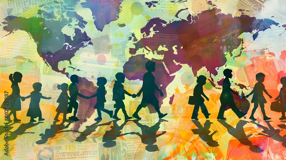 Youth Global Exchange An uplifting image illustrating young people from different cultures and bac. Diverse Youth Community