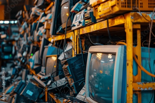 E waste recycling vintage tvs old electronics disposal concept for sustainable management