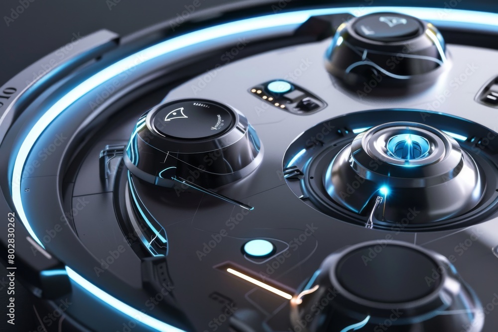 Visualize the role of Yttrium in modern technology through a futuristic gadget design , super realistic Visualize the role of Yttrium in modern technology through a futuristic gadget design , super realistic