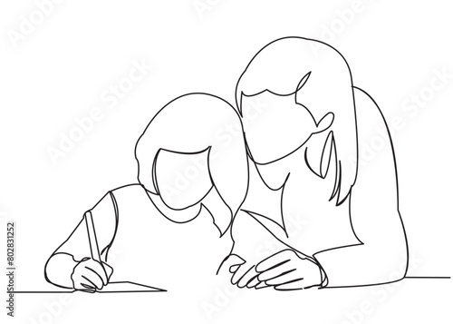 Mom and daughter doing homework - копия