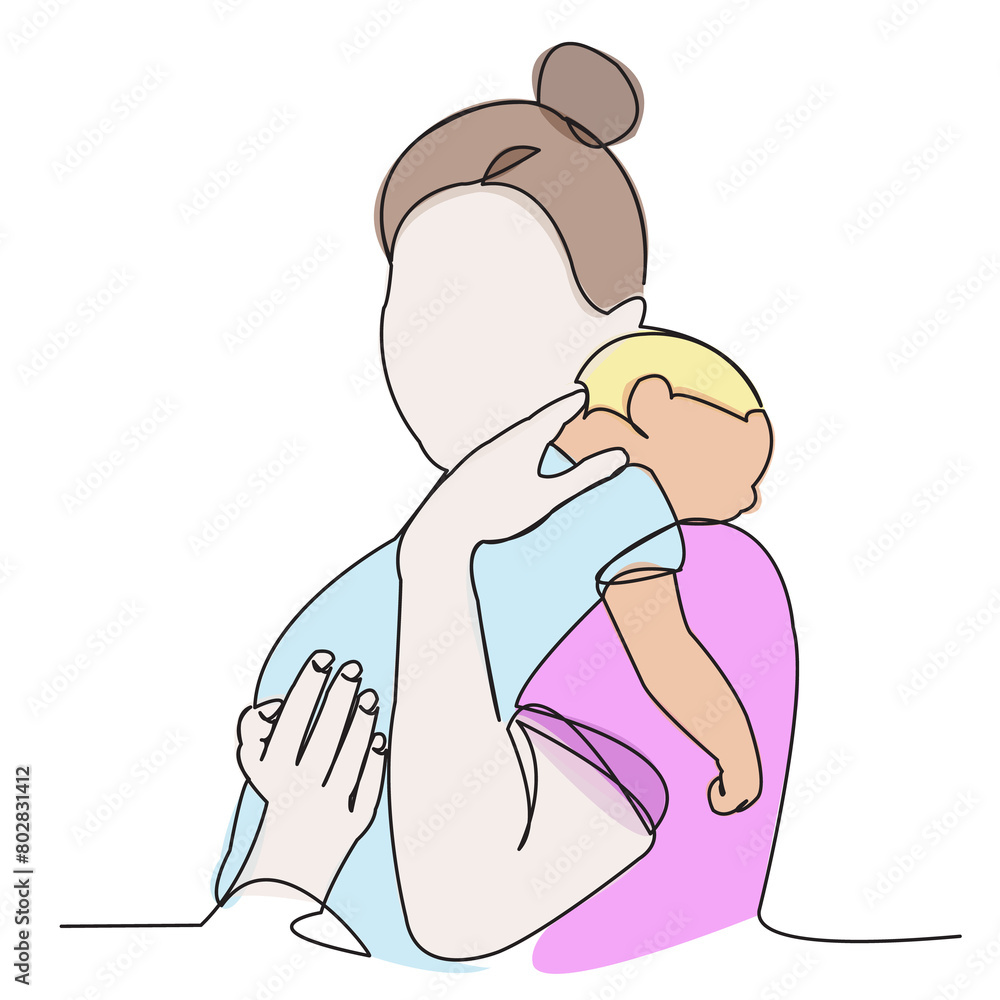 mom with baby in her arms Colour