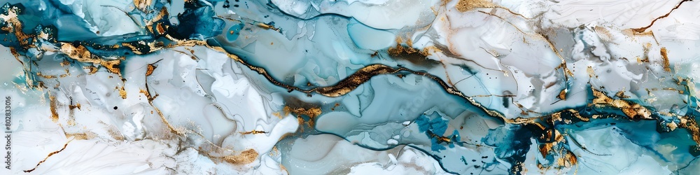 Serene Blue and White Marble Texture with Gold Veins Serene Blue and White Marble Texture with Gold Veins
