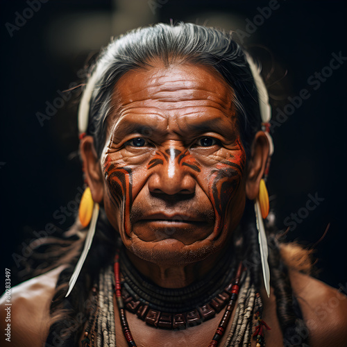 Portrait Photo, An Amazonian Tribal Man photo