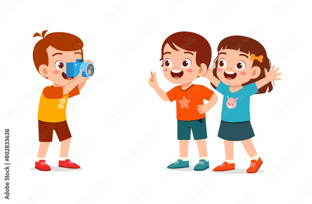 little kid holding camera and take photo of friend little kid holding camera and take photo of friend