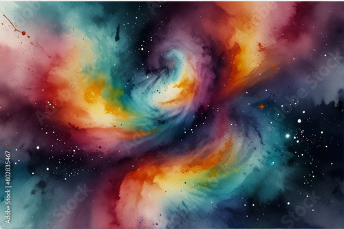 Cosmic Fantasy  Bright  Multicolored Swirls and Stars Against a Dark Background  Perfect for Abstract and Space-Themed Designs