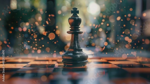 An enchanting image of a chess piece in motion, its graceful movement and strategic placement capturing the dynamic nature of the game on International Chess Day. photo