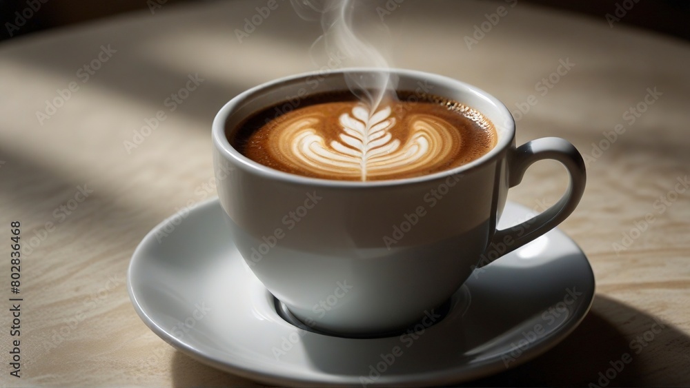 A creatively-rendered AI pours coffee into a cup, visually narrating an enchanting moment where rich, brown liquid gracefully flows into pristine white porcelain. This stunning digital painting captur A creatively-rendered AI pours coffee into a cup, visually narrating an enchanting moment where rich, brown liquid gracefully flows into pristine white porcelain. This stunning digital painting captur