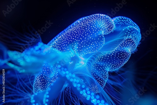 Bioluminescent Jellyfish Glowing in Deep Ocean Waters