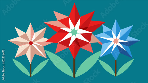 A collection of origami flowers in the colors of the flag each petal carefully crafted and arranged to create a stunning display.. Vector illustration