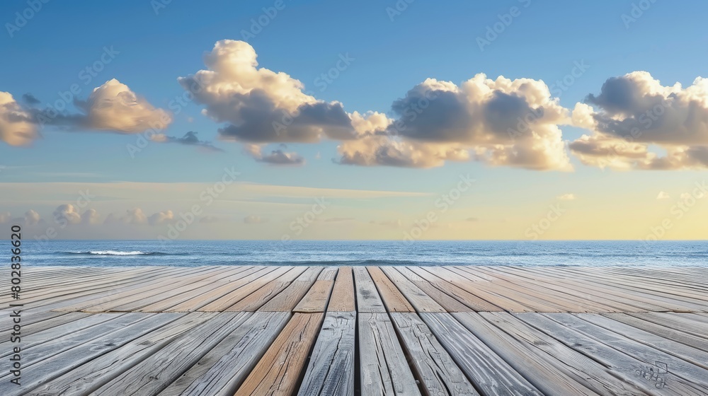 Fototapeta premium boardwalk rocks skyline horizon summer background