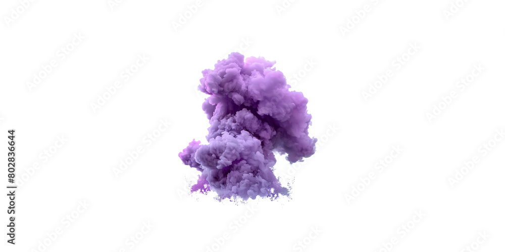 Fototapeta premium A purple smoke cloud in the style of png, isolated on a white background