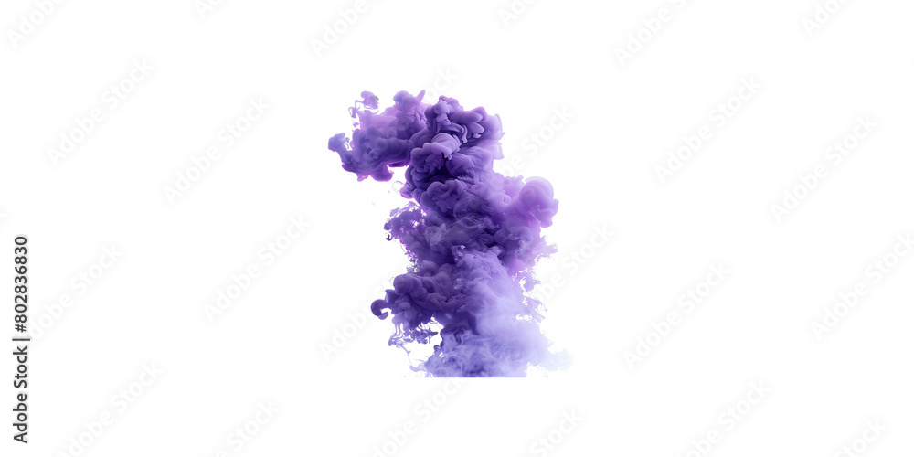Fototapeta premium A purple smoke cloud in the style of png, isolated on a white background