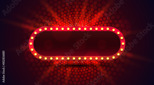 Light frame label, event bar casino, show signboard. Vector illustration