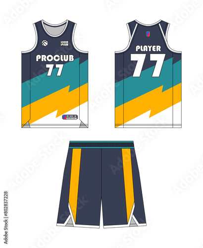 Jersey basketball template design. Basketball uniform mockup design. Vector design basketball jersey.