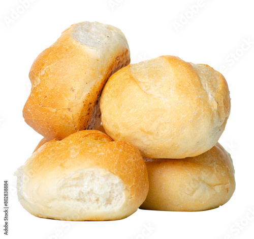 Fresh buns loaf bread on white background isolation