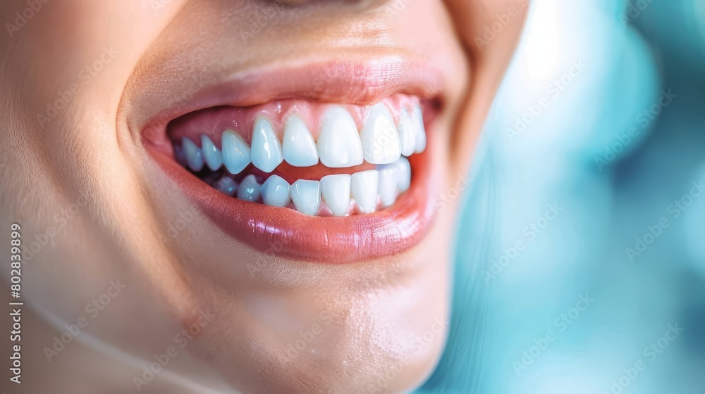 Obraz premium Close-up of young female having her teeth examined isolated on white background.
