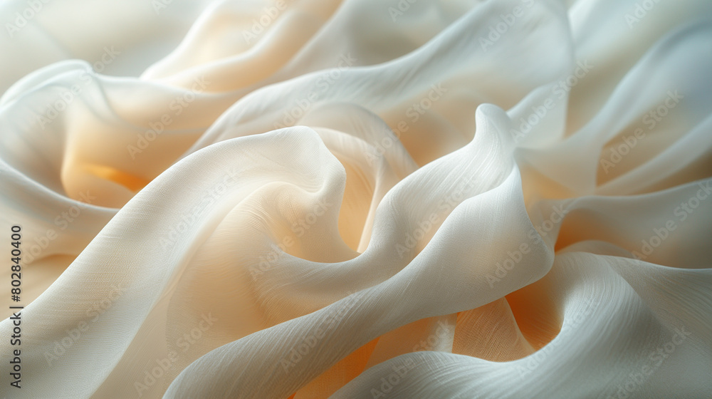 A closeup of an elegant white silk fabric A closeup of an elegant white silk fabric