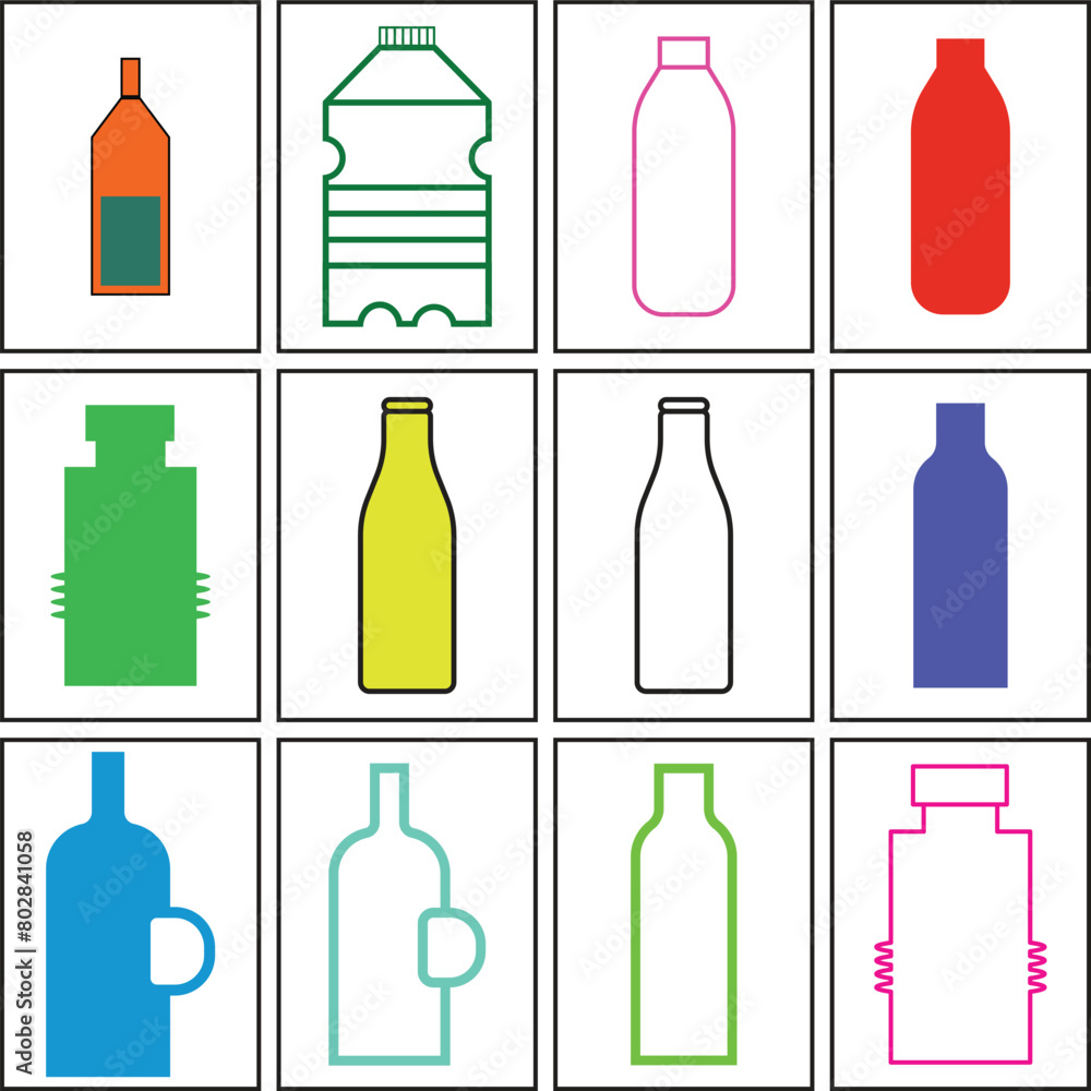 set of bottles icon design. set of bottles icon design.