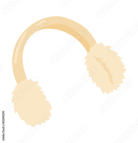 Сute warm earmuffs in flat design. Seasonal headwear of fluffy headphones. Vector illustration isolated.