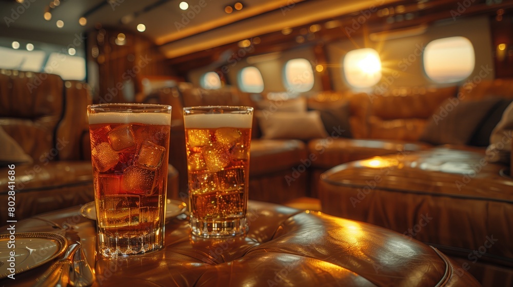A photo of a luxury lifestyle scene focused on a luxury private jet A photo of a luxury lifestyle scene focused on a luxury private jet