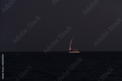 Sailing ship yacht in Mediterranean Sea