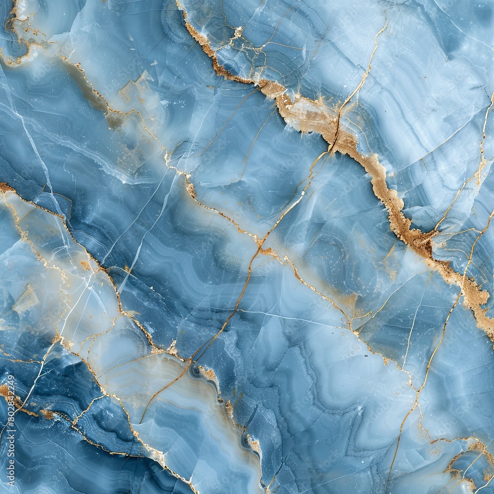 Naklejka premium Serene Blue and White Marble Texture with Gold Veins