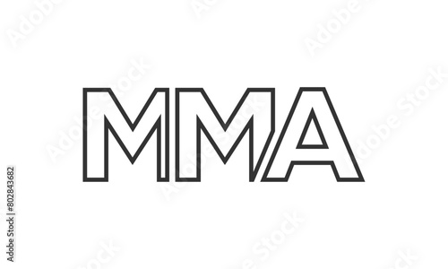 MMA logo design template with strong and modern bold text. Initial based vector logotype featuring simple and minimal typography. Trendy company identity.