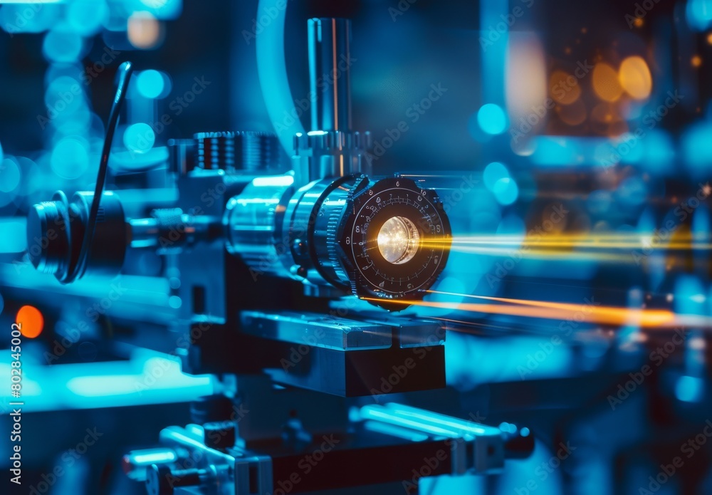 Fototapeta premium Laser beams in optical physics lab