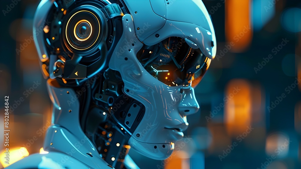 Futuristic Cyborg with Glowing Technology and Circuits Futuristic Cyborg with Glowing Technology and Circuits