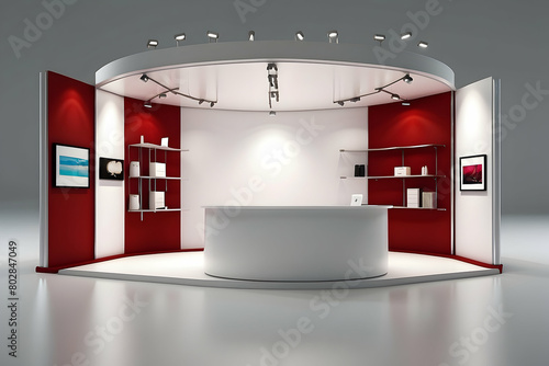 3d rendering exhibition booth on blank background