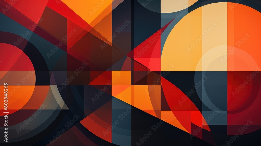 Geometric harmony abstract illustration - Generative AI. Geometric, forms, mosaic, colorful.