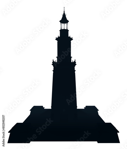 Silhouette mit dem antiken Leuchtturm von Alexandria