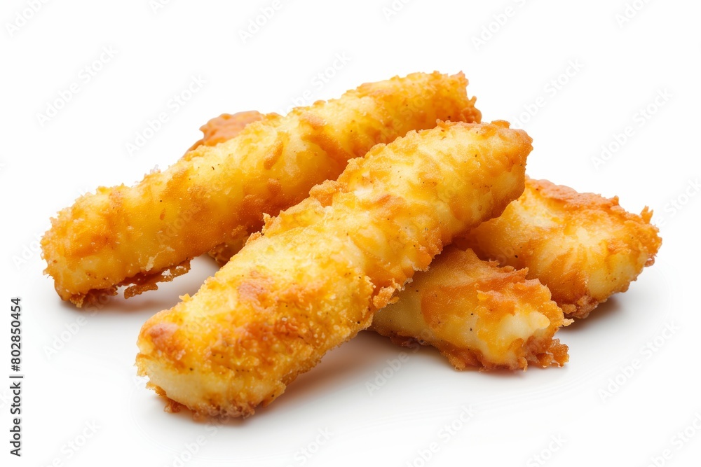 Crispy fried cheese sticks on a white background Crispy fried cheese sticks on a white background