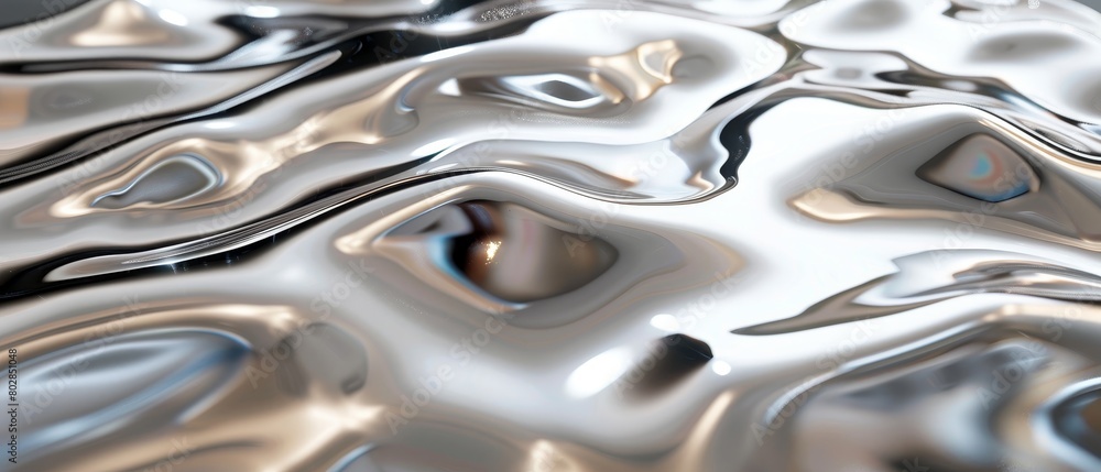 A polished metal surface with a gleaming reflection A polished metal surface with a gleaming reflection