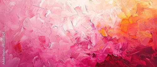 An abstract painting using various shades of pink, creating a sense of movement and energy