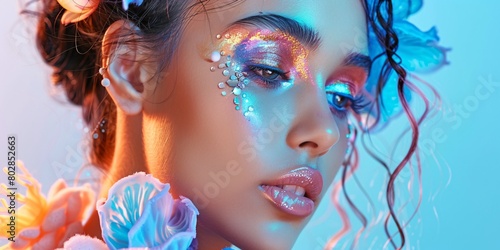 Captivating Fantasy Makeup with Floral Elements