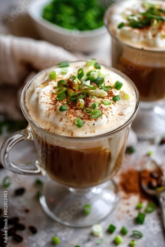 Lucaccino, coffee with finely chopped green onions