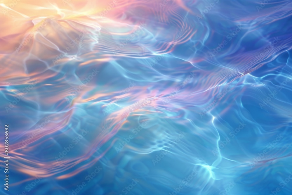 Fototapeta premium Surreal Blue Neon Waves Abstract Background