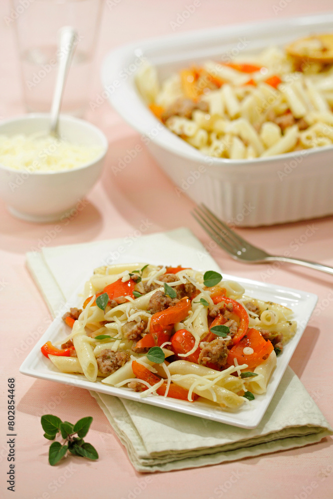 Macaroni with peppers. Macaroni with peppers.