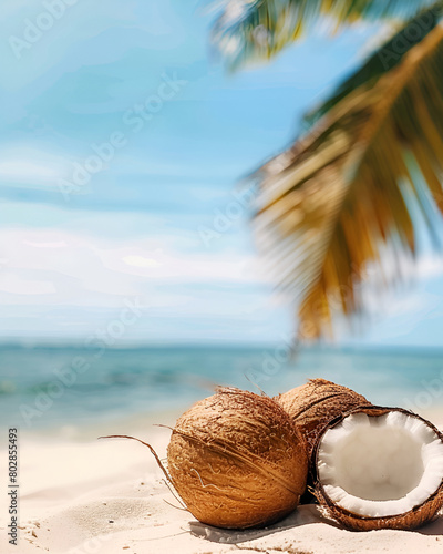 Wallpaper Mural Beach background with coconuts Torontodigital.ca