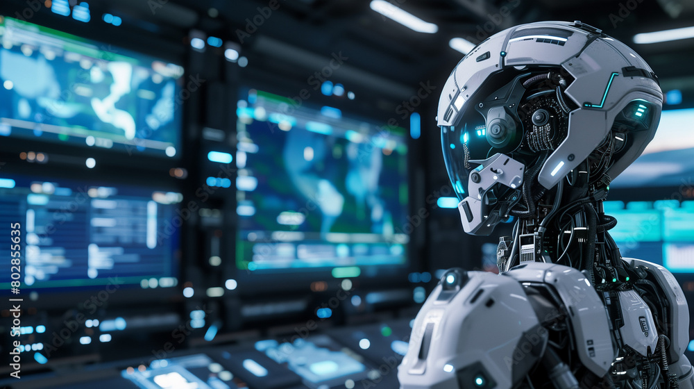 Fototapeta premium AIロボットと管制室