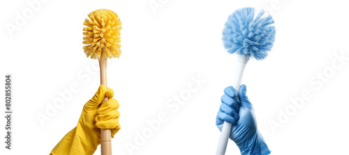 Set of Toilet Brushes on Transparent Background