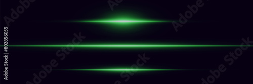 Laser lines of light. Horizontal neon light.