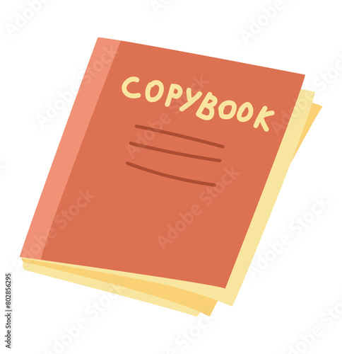 School copybook in flat design. Student notepad for homework writing. Vector illustration isolated.