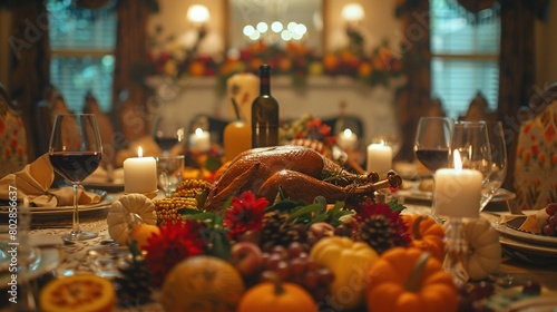 Giving thanks around the Thanksgiving table, expressing gratitude for blessings big  photo