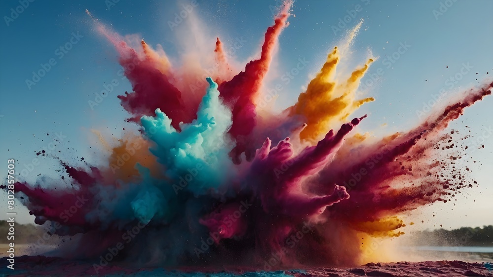 Colorful powder splashing in the air,generative AI