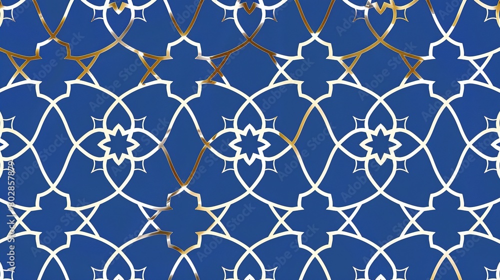 arabic style pattern white gold lines on blue background arabic style pattern white gold lines on blue background
