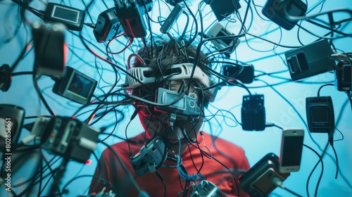 human with cable in his head