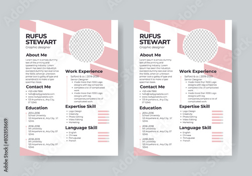 New Minimalist Resume Template Design Print Ready