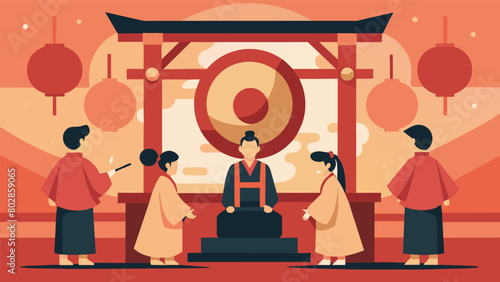 The sound of a gong signaling the start of the tea ceremony bringing everyones attention to the present moment..